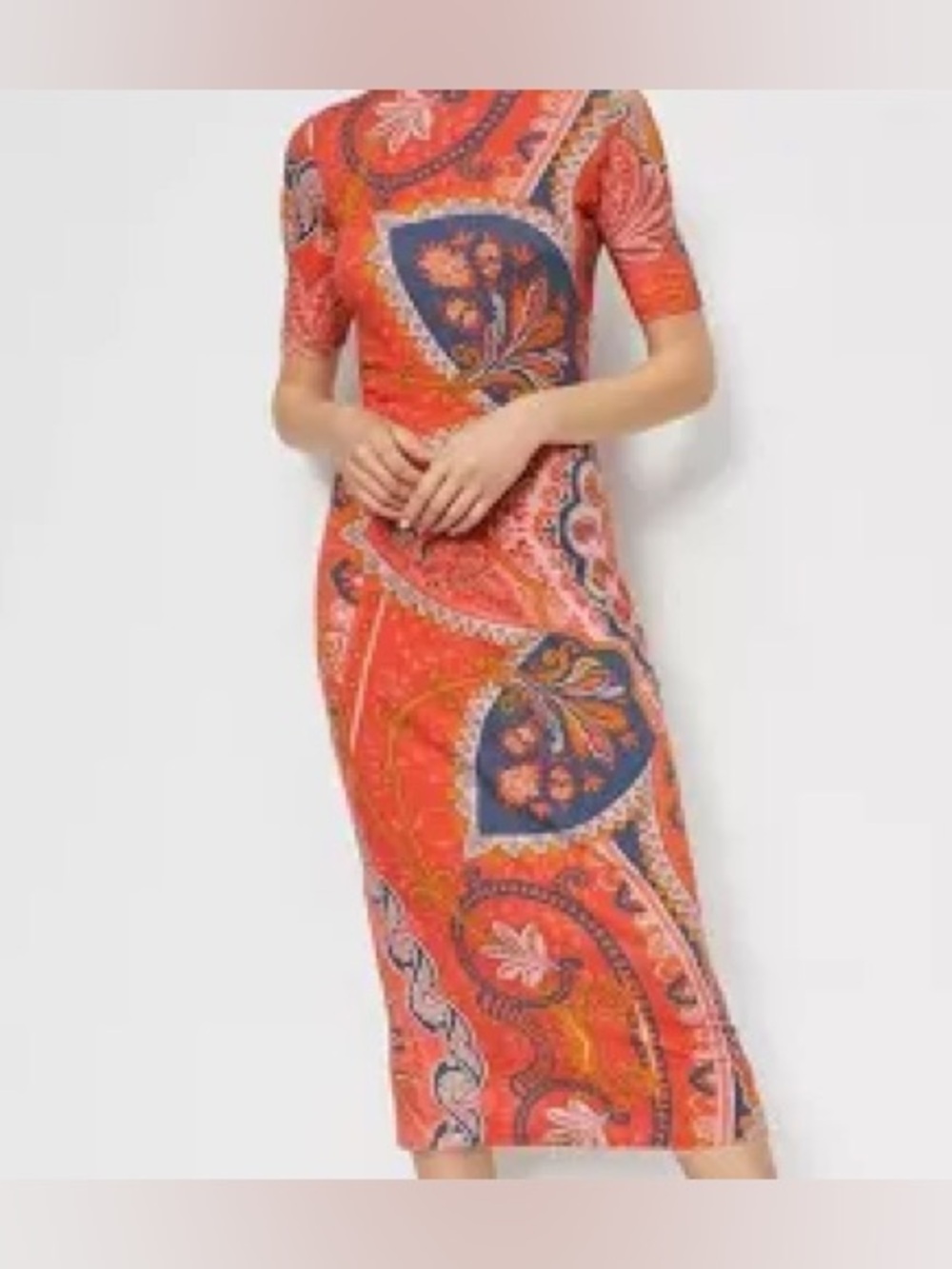 Farm Rio Giannina Knit Midi Dress Boho Fall season colorful lined Size Medium